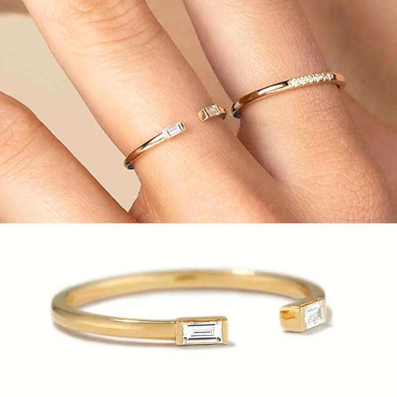 925 silver koreansk stil rund öppen guldring storlek 6/7/8 minimalism mode smycken för kvinnor födelsedagspresent courtship ring x0715