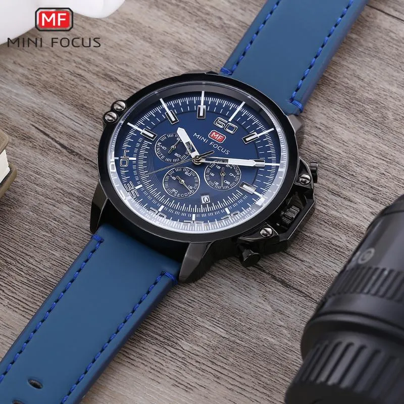 Relógios homens cronógrafos esportes de couro impermeabilizado Watch masculino masculino masculino Whatches Wristwatches289m