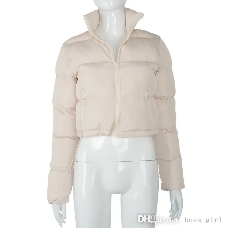 Venta al por menor, abrigo de invierno para mujer, moda de diseñador 2021, nueva chaqueta de manga larga, cárdigan con cuello levantado, chaqueta informal cálida de plumón de pan
