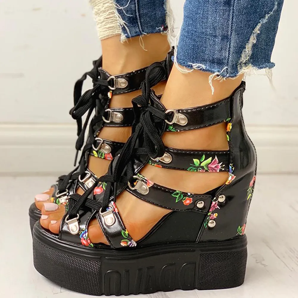 Ladies Wedge Open Toe Sandals Platforms Casual Thick Soled Shoe High Heels Wedges Summer Fashion Slides Women Platform Ankel Strap Shoes Woman6848217