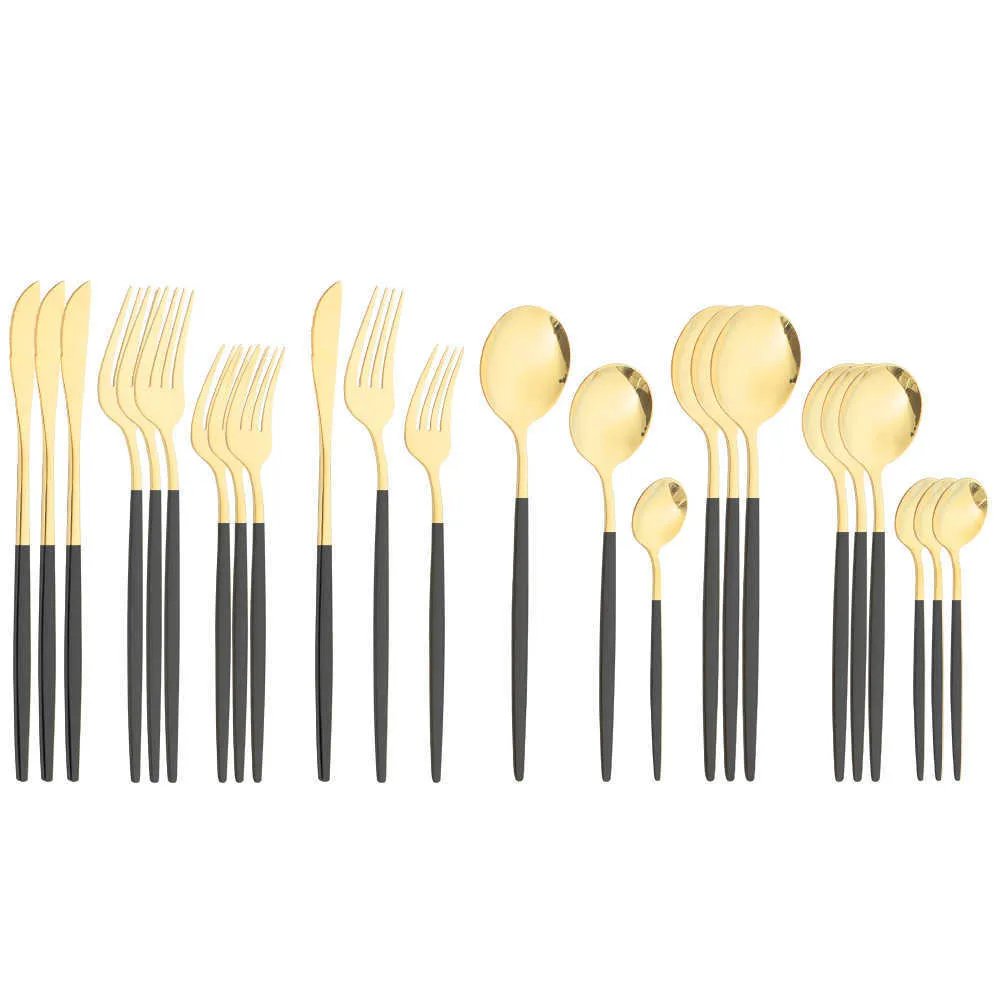 Bedeckter goldener Edelstahl Besteck Gold Tabelle Castlery Dinner Set Lnife Fork und Löffel Couverts de Tisch Vaisselle X02353