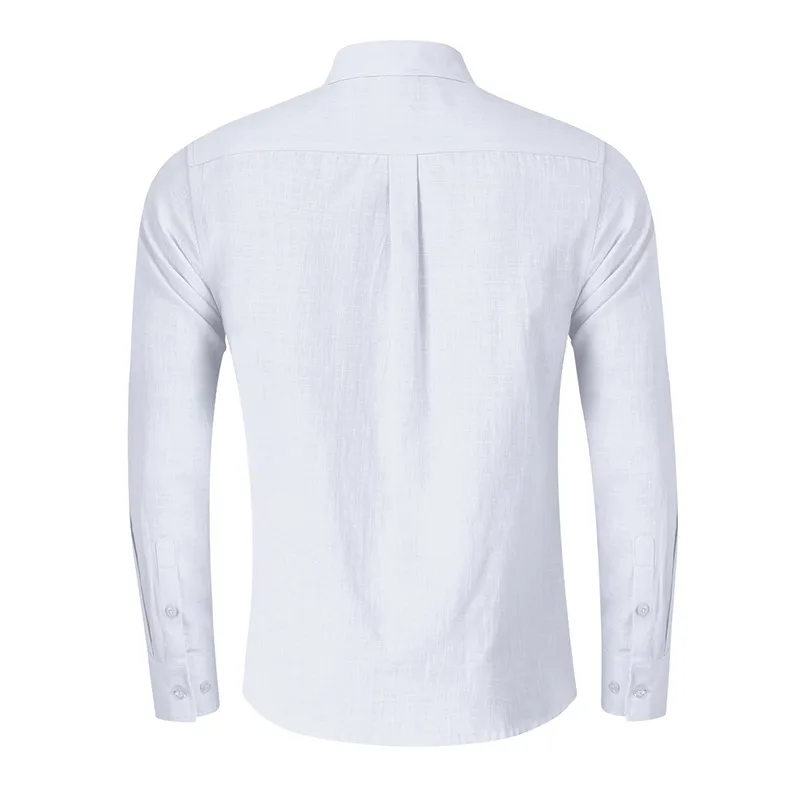 白いシャツの男性秋の長袖のシャツビジネス作業のメンズドレスシャツインナーネックチェック柄カジュアルボタンアップスリムカミサス210524