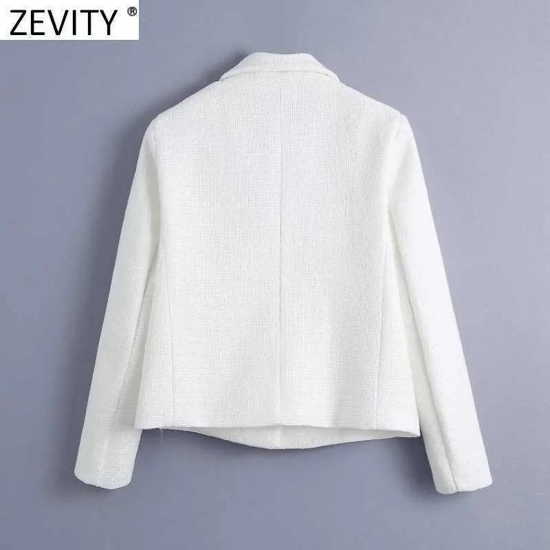 Zevity Women England Style Badge Patch Breasted Woolen Blazer Coat Vintage Long Sleeve Pockets Female Outerwear Chic Tops CT663 211006