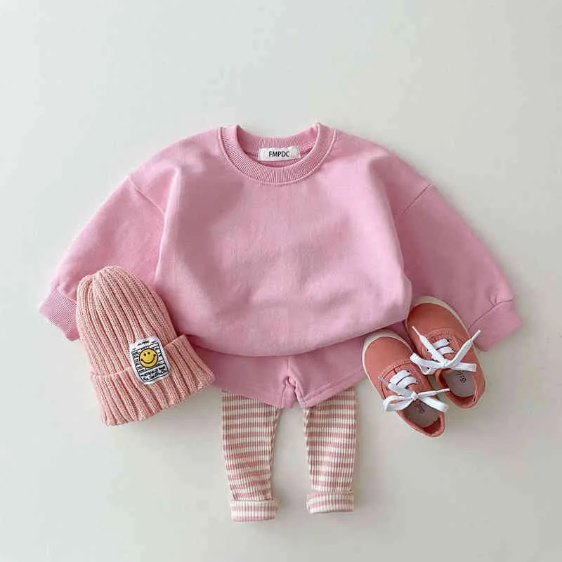 Coréen Bébé Vêtements Garçons Filles Bonbons Couleur Sweats + Pantalon Ensembles Survêtements Casual Mode Enfants Enfants Vêtements Ensembles Y220310