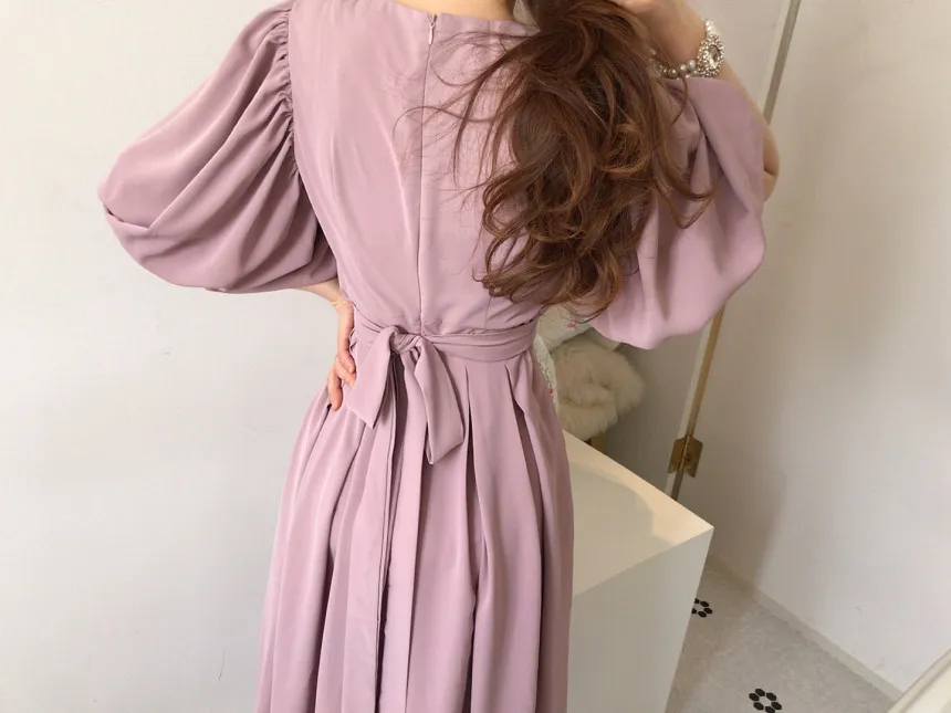 Verão elegante longo vestido plissado mulheres estilo coreano vintage lanterna manga o-pescoço túnica bodycon senhoras vestidos 210513
