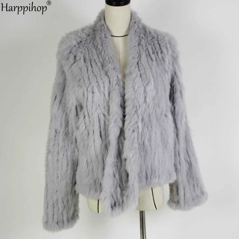 Manteau de fourrure de lapin tricoté jack slim jack veste authentique véritable / cisaillé 211019