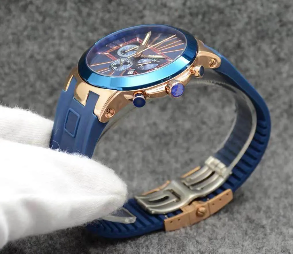Black Limited Watch individuell stil Dual Time Exquisit Men tittar på kronografkvartz romersk marin dyker hispania herrar klockor hamm258j