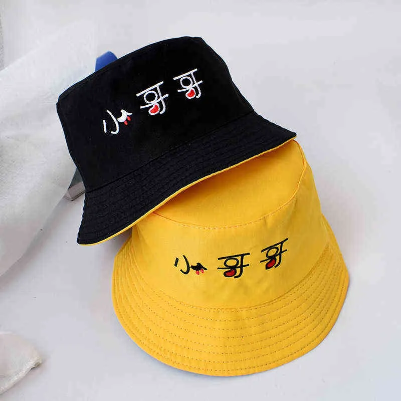 Printemps femmes seau chapeaux de pêche crème solaire casquette solaire petites marguerites double face porter printemps enfant pêcheur chapeau 52 cm Y220301