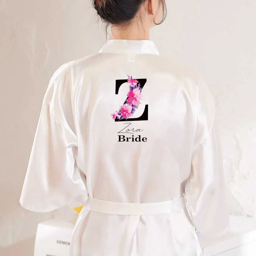 Personalised Bride Robe Custom Name Birthday and Bridesmaid Robe, Dressing Gown Satin Bridal Pajamas 210924