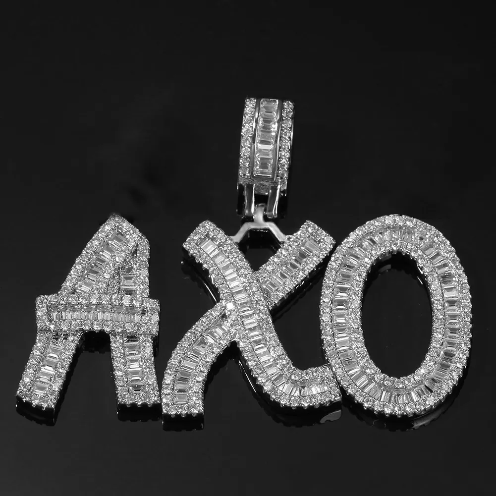 Gioielli Hip Hop Collana con ciondolo con diamanti pane Nome personalizzato Catene ghiacciate Set con zirconi cubici in rame con placcatura in diamanti Lette1959