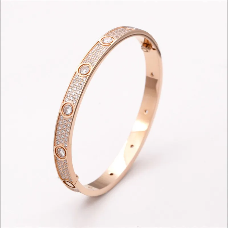 Модный классический браслет с бриллиантами для женщин и мужчин, высококачественный роскошный браслет, ювелирные изделия, помолвка, свадьба, серебро, розовое золото280d