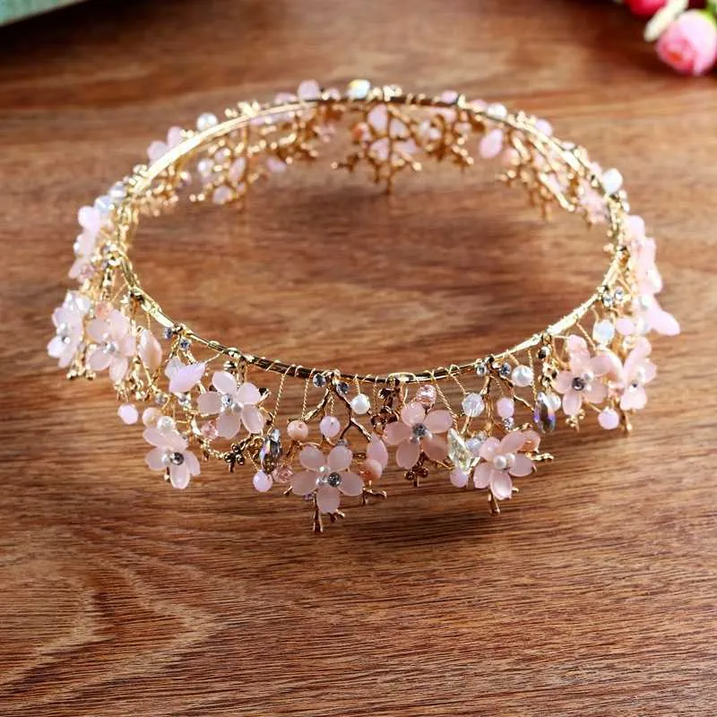 Barokowy Tiaras Crown Retro Upscale Duży Kwiat Panna Młoda Korona Biżuteria Boutique Handmade Ślub Ochrona kolorów UV X0625