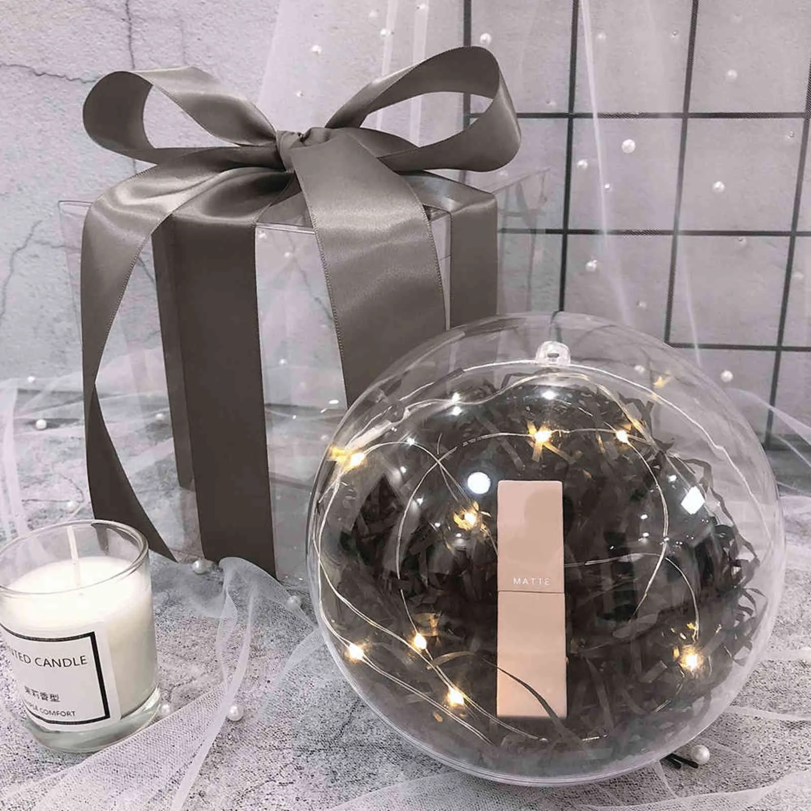 / artisanat boules transparentes décoration de mariage fête d'anniversaire joyeux noël suspendus ornement cadeau bricolage boîte 211104