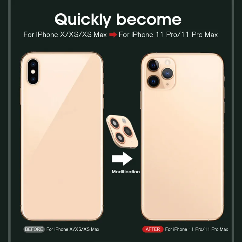 بالنسبة إلى iPhone X XS Max XR Seconds ، قم بتغيير 11 Pro Lens Sticker واقي شاشة الكاميرا إلى 11