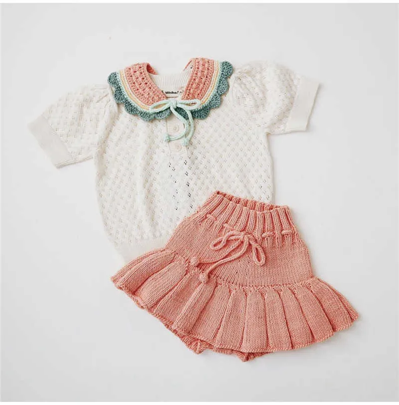Misha et Puff printemps été arrivées enfants filles jupes en tricot belle jupe faite à la main vêtements 210619