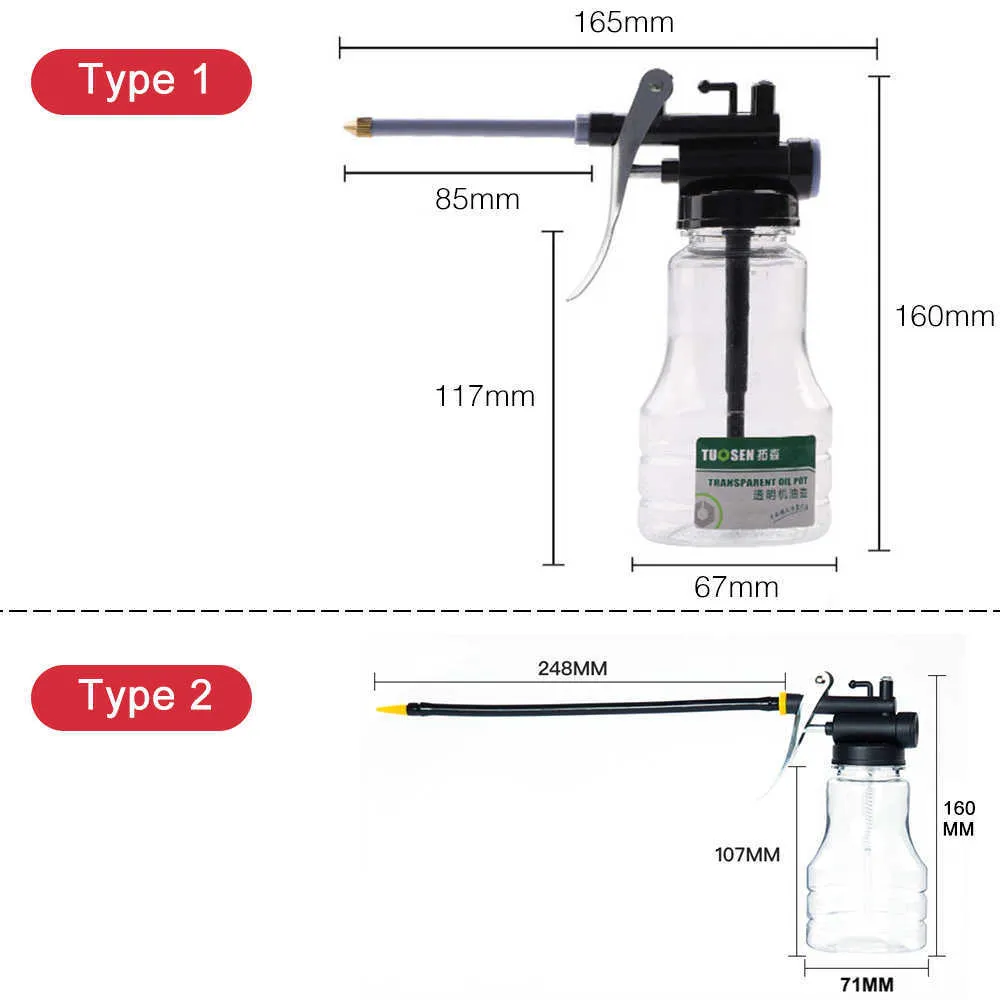 Oliatore ingrassaggio Olio trasparente Può Lubrificare Pompa ad alta pressione Lubrificante Macchina in plastica Pistola grasso da 250 ml Auto