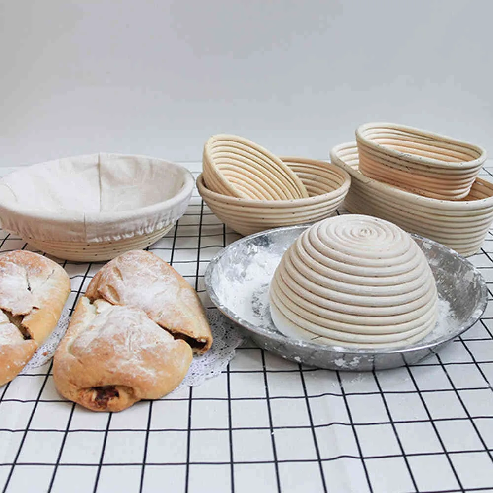 Conjunto de cesta oval redonda banneton, cesta de vime para fermentação de pão, moldes para fermentação de massa 2823