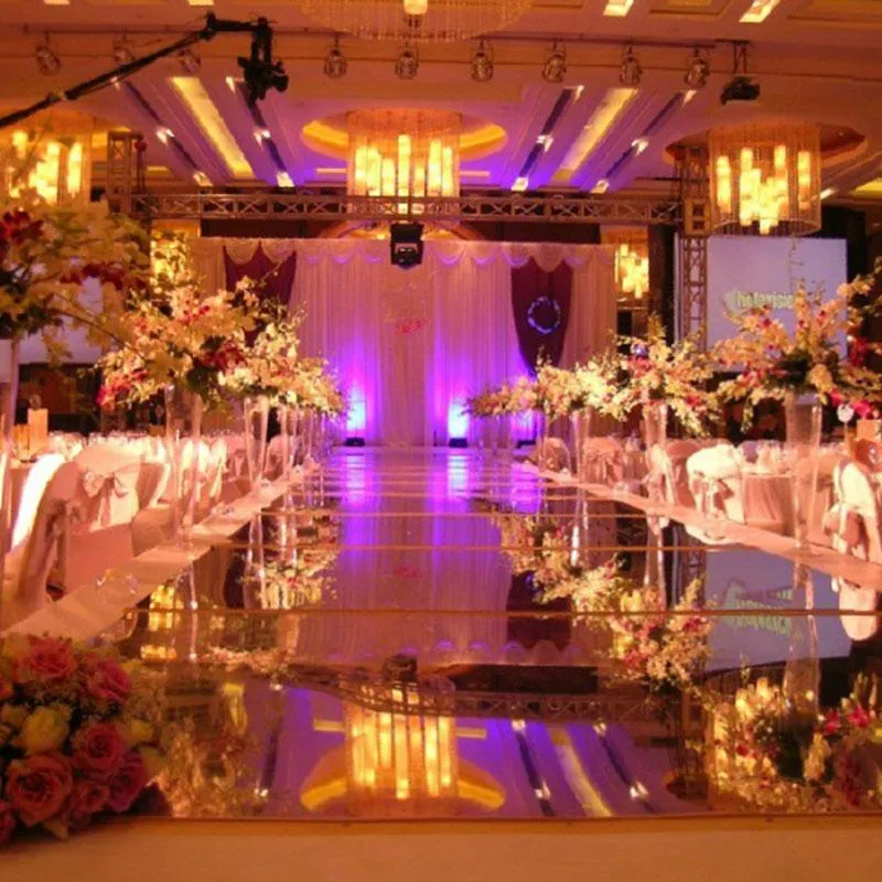 Carpets 10 mètres Miroir de mariage Carpet T Stage Tapis de coureur d'allée argentée blanche pour décorations de fond de fête 0 12 mm212k