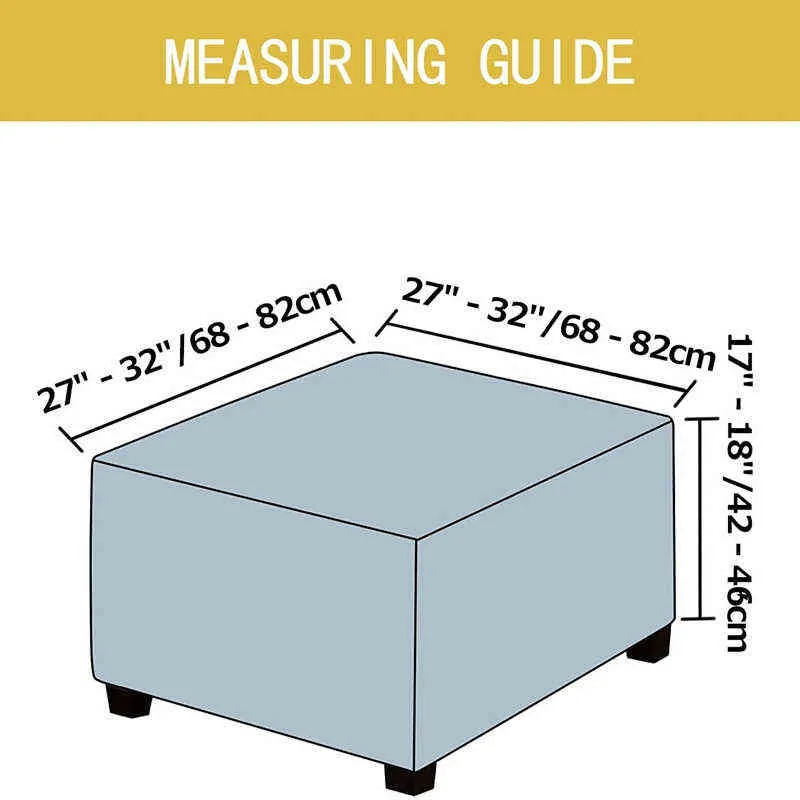 1/Jacquard Ottomane Hocker Abdeckung Elastische Quadratische Fußhocker Sofa Schonbezug Fußstütze Stuhl Abdeckungen Möbel Protector 211116