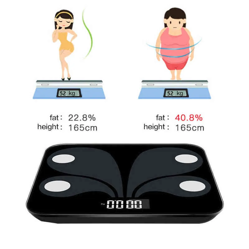Bluetooth Body Fat Scale Smart Digital Bathroom Weight Scale with Smartphone App Wireless BMI Scale H1229