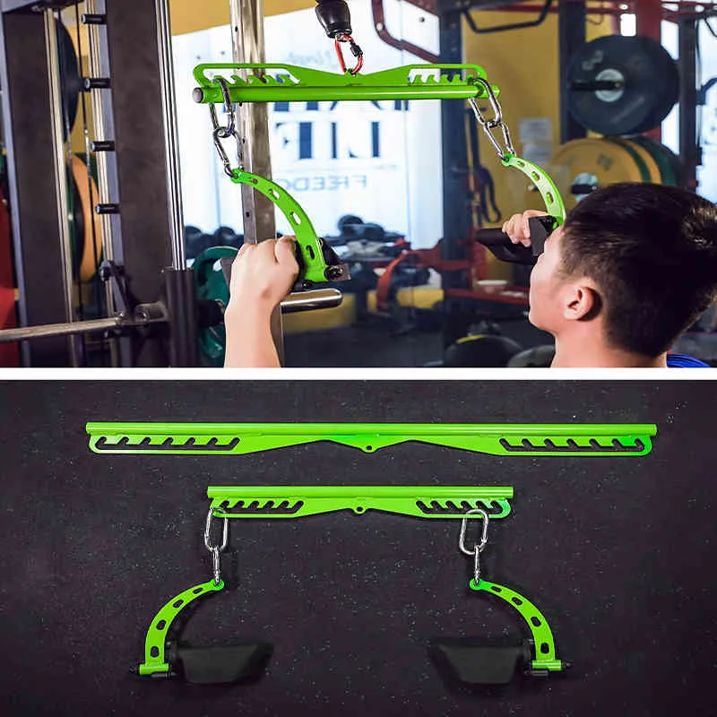 Poulie Câble Machine Bandes de Résistance de Fixation Barre de Traction Lat Biceps Triceps Dos Blaster Aviron Poignée d'Entraînement Barbell Entraîneur Force Musculaire Gym Multi-Grip