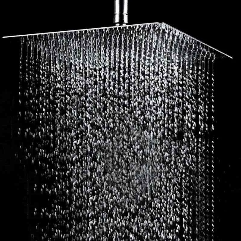 Square Round Showerhead Bathroom Shower Head Rain Ultrathin Shower Head Top Spray 201 Stainless Steel H1209