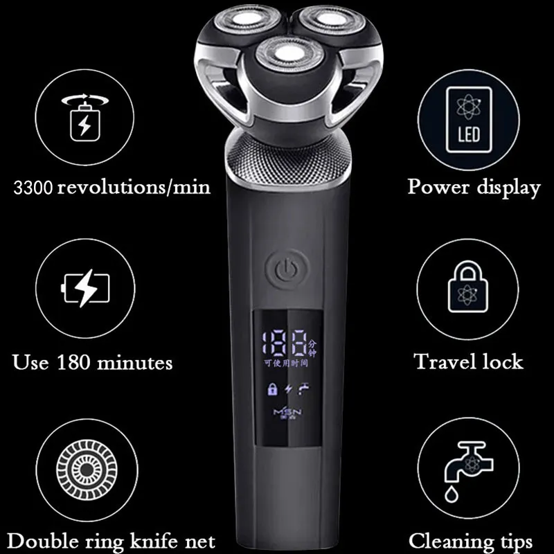 Xiaomi Mens Shaver Electric For Men Beard Shaving Machine Razor Trimmer uomo 8W ad alta potenza può essere lavato tagliacapelli301p