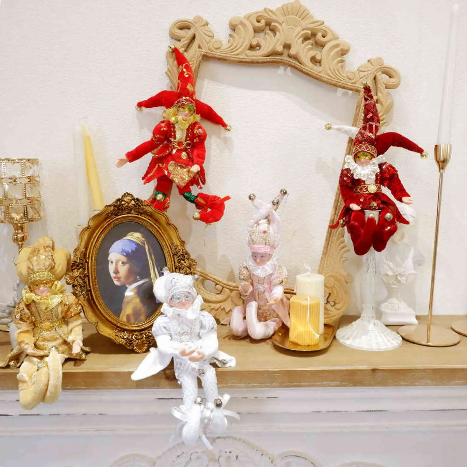 アブクシスマクリスマスの装飾手作りぶら下げ座っているエルフのおもちゃのぬいぐるみクリスマスツリーぶら下げ飾りクリスマスプレゼントイヤー装飾211122