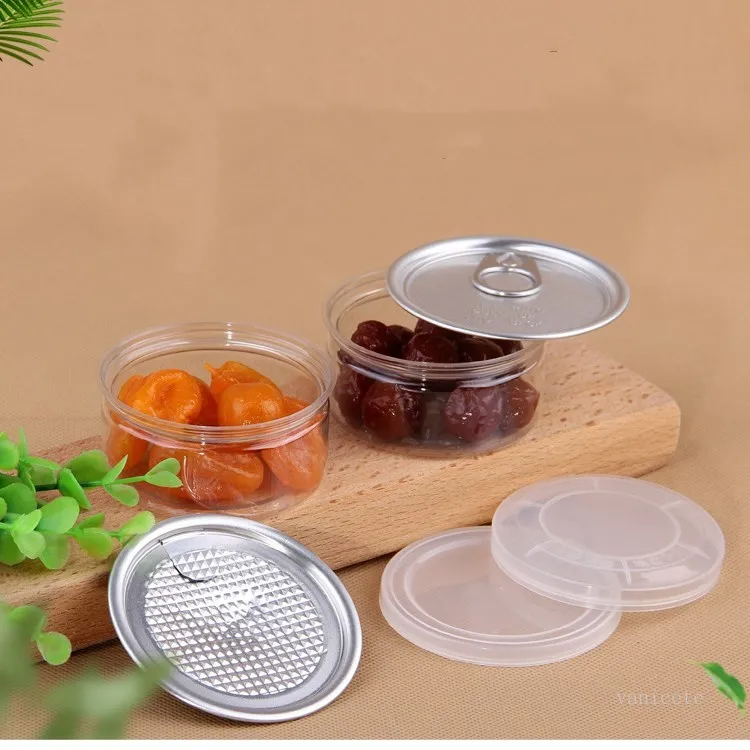 Storage Bottles Clear plastic jar PET with metal lid airtight tin Can pull ring home Concentrate Container food Herb T2I51782