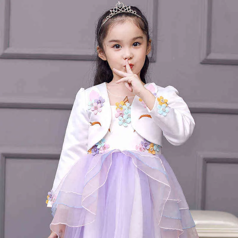 Automne Hiver Filles Licorne Veste Princesse Robe Ahawl Enfants Petite Veste Pour Filles Cardigan À Manches Longues Enfants Manteau 211106