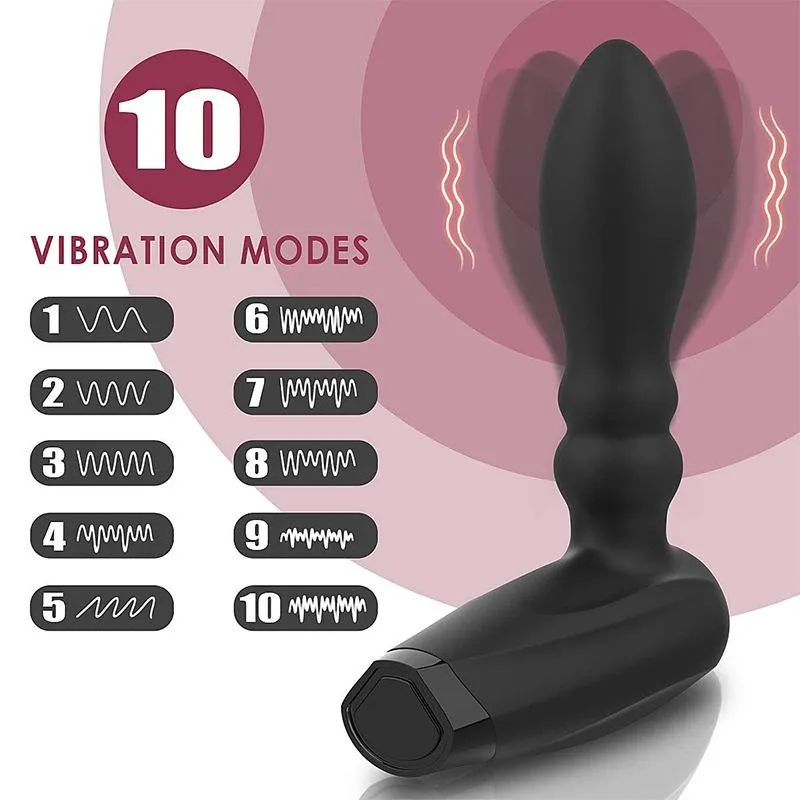 Massaggiatori elettrici Massaggiatore prostatico gonfiabile automatico con 10 modalità di espansione vibrante Stimolatore clitorideo BuPlug Me290K
