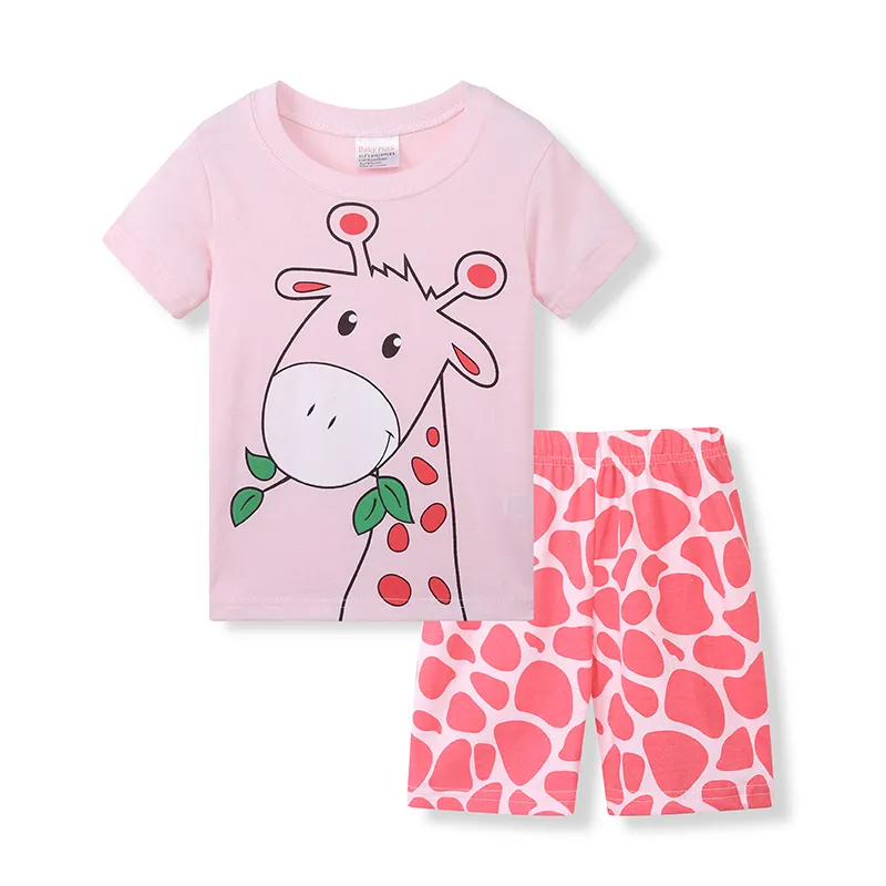 Girls Clothes Kids Clothing Sets Summer Outfits Vetement Enfant Fille Ropa Baby Girl Giraffe Cotton Ubrania Meisjes Kleding 210326