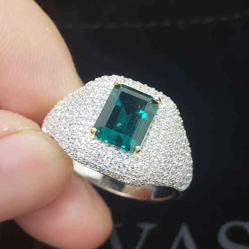 O'as 100% 925 Anéis de Casamento de Prata Esterlina para Mulheres Alto Carbono Diamante Emerald Jóias Fine Jóias Presentes Atacado 211217