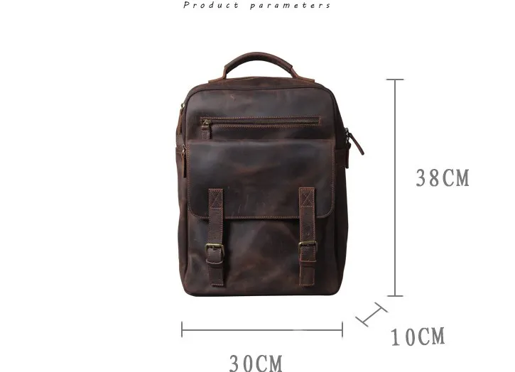 New Crazy Horse LeatherBackpack Men Shoulder Bag Laptop Backpack Male Schoolbag Travel Bag Handmade First Layer Cowhide