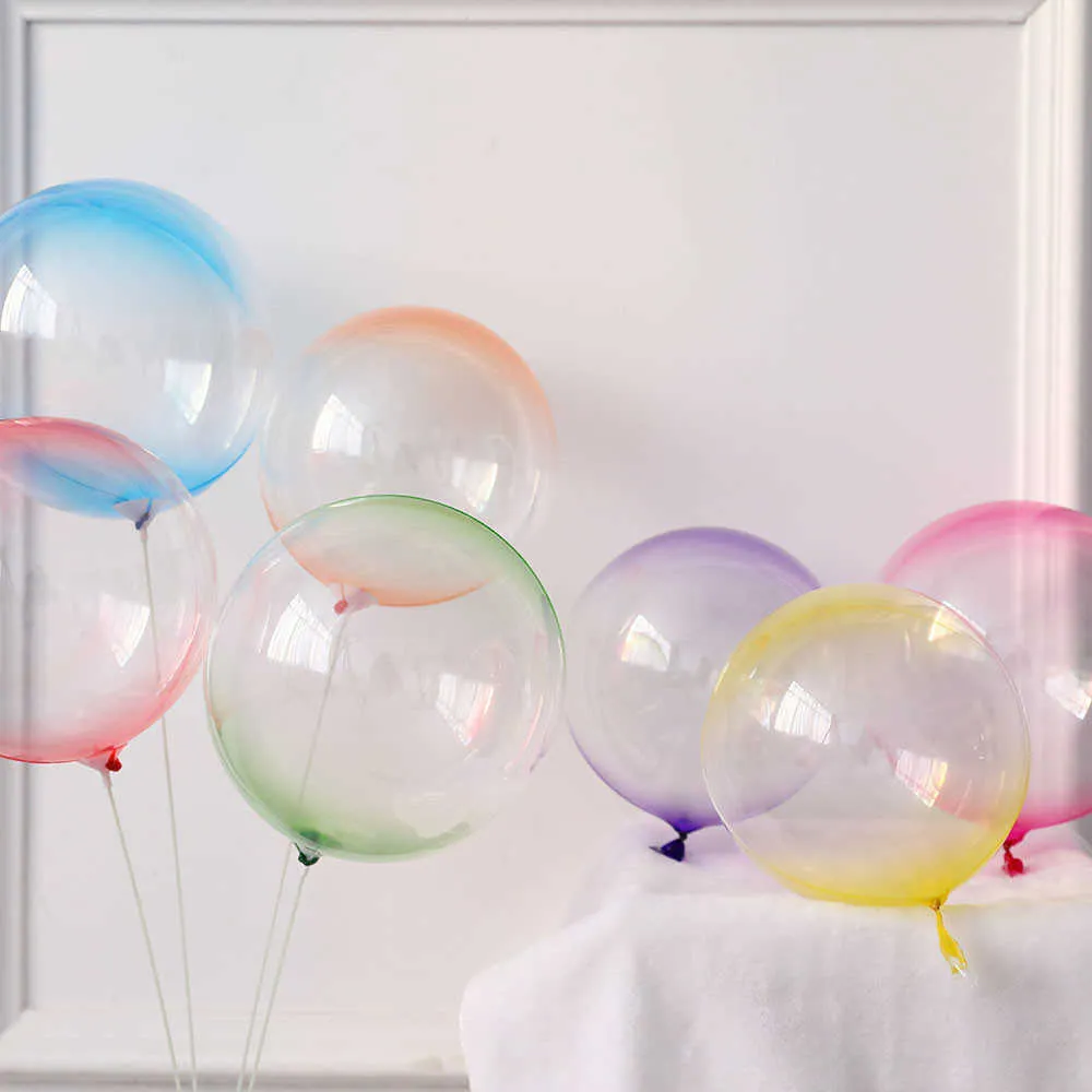 10st 18 tum dubbel färg kristallbubbla ballonger runda bobo transparent ballong bröllop födelsedagsfest helium uppblåsbar dekor y249r