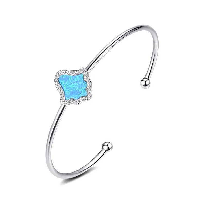 Chance Hamsa Fatima 925 en argent Sterling femmes Bracelet Bracelets bleu opale main ouverte concepteur Bracelets bijoux de luxe Bangle276M