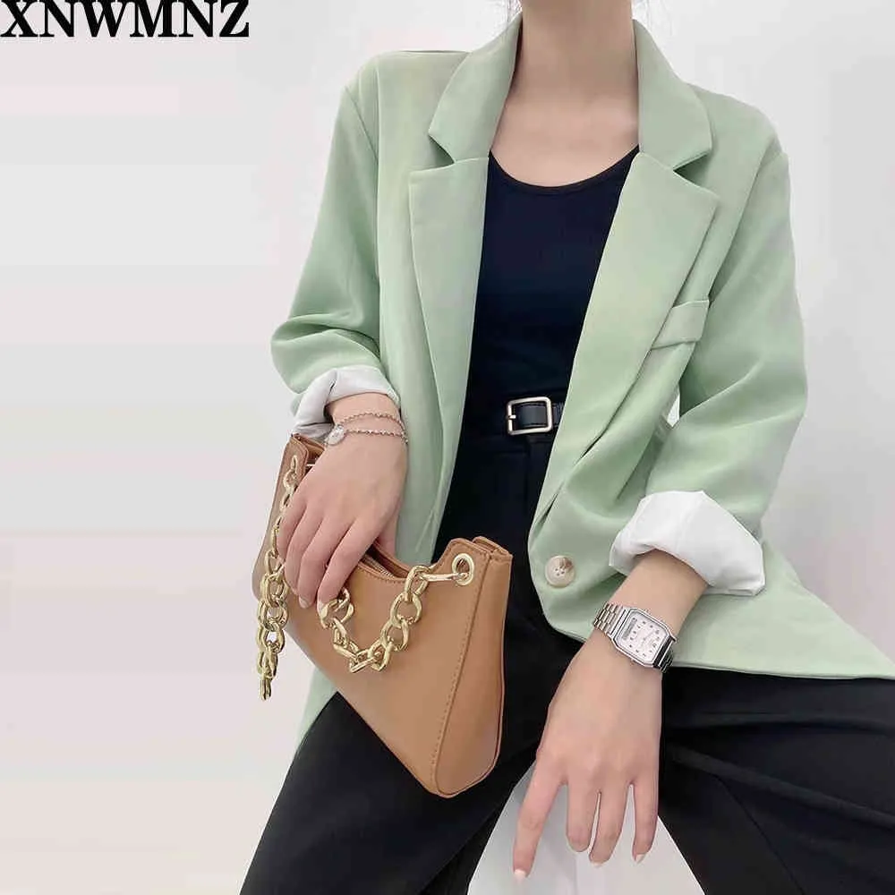 women amy green one button blazer female long sleeve casual jacket formal suits 210520