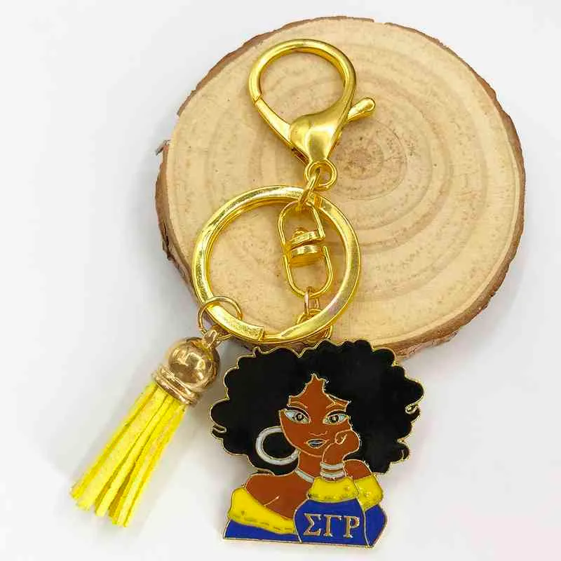 Handmade Greek Sorority Sigma Gama Rho Poodle Menina Coração 1922 Tassel Chaveiros Chaveiros Anéis Saco Acessórios Jóias