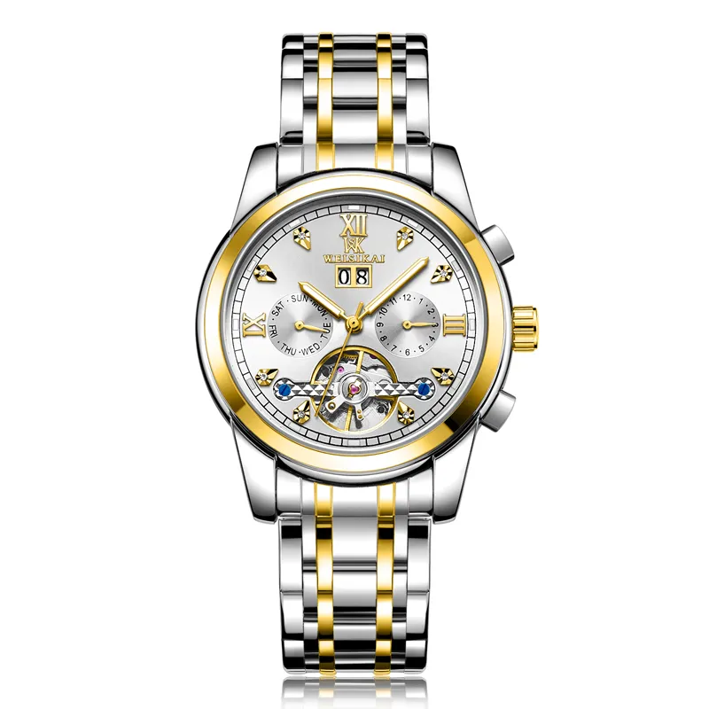 Vattentäta män Automatisk klocka Sapphire Crystal Luxury Mechanical Wristwatch Tungsten Steel Watches343G