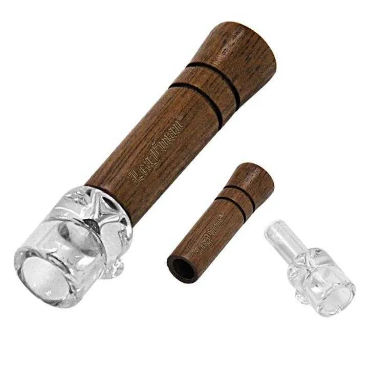 Wood Smoking Pipe With Quartz Glass Burner 98mm 68mm Tobacco Herb Smok Pipes Accessories SN2671