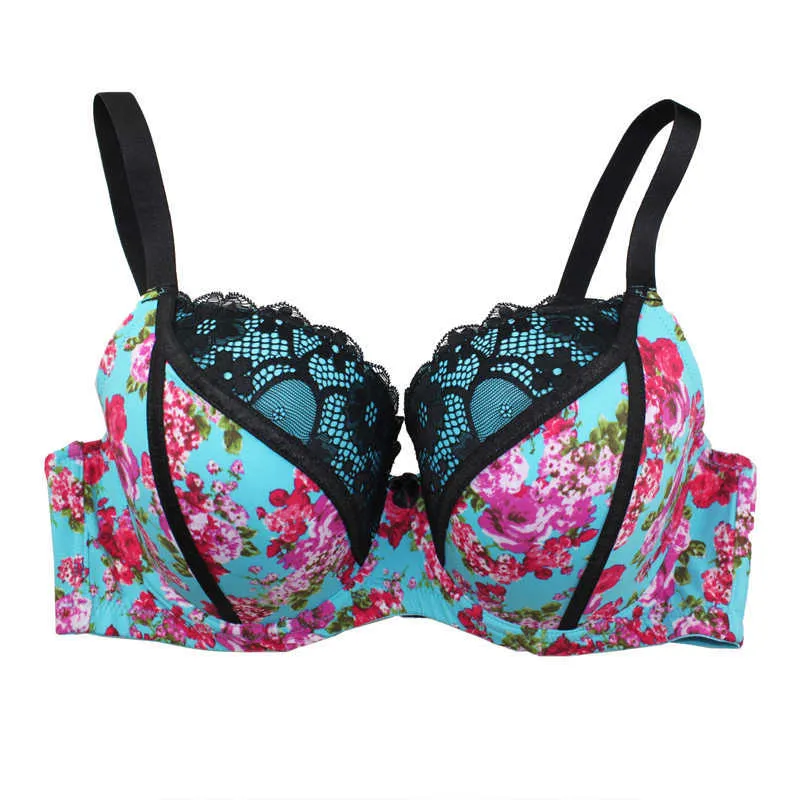 Mierside 958 Codzienne bieliznę kobiety koronkowe drukowanie push up Bra żeńska bielizna plus size 3/4 cUP skorygowane pasy 210623