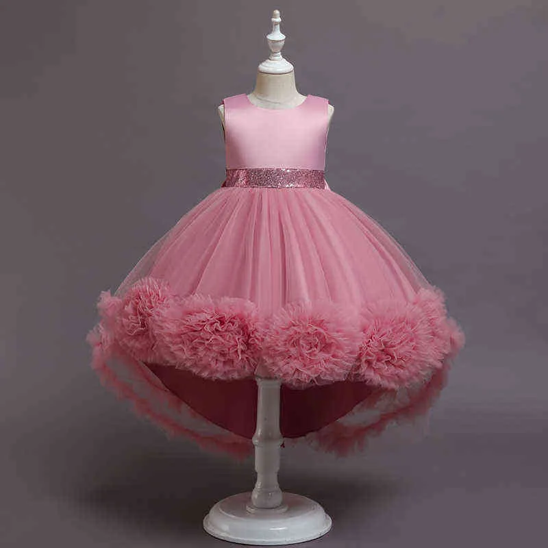 2021夏の大きな花の子供たちのふわふわのドレス女の子の衣装赤ちゃんの女の子パーティーチュテウのドレスの結婚式の王女のドレス子供vestido G1129