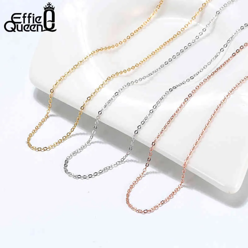 Effie Queen-collar de cadena con Cable de plata italiana 925, collar multicolor de 45cm para colgante, joyería para hombre y mujer, regalo Sc06-g287f completo