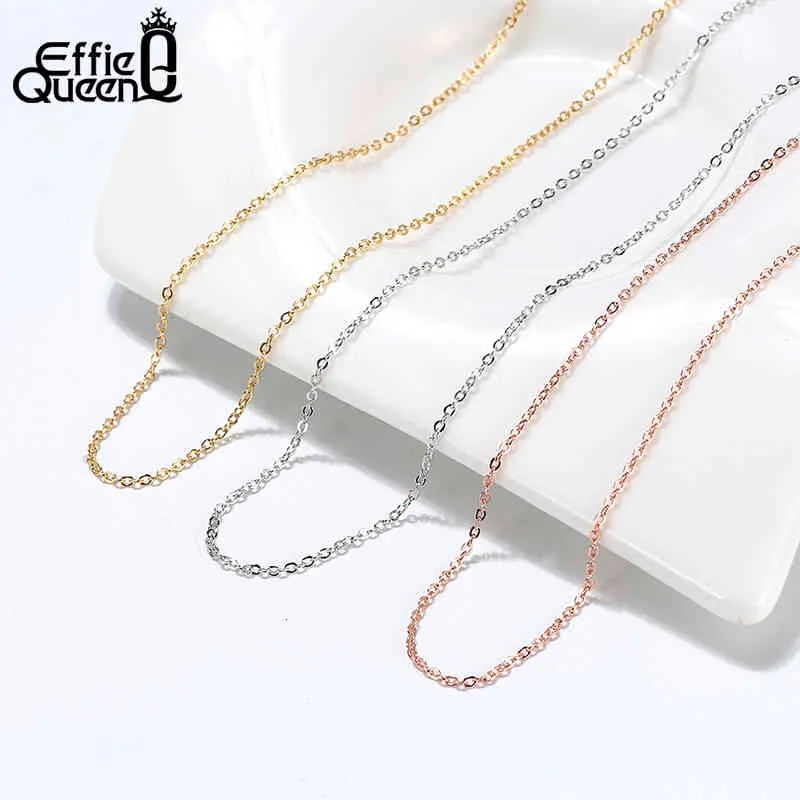 Effie Queen Italian 925 Silver Cable Chain Necklace Multi-color 45cmnecklace for Pendant Woman Man Jewelry Gift Whole Sc06-g241u