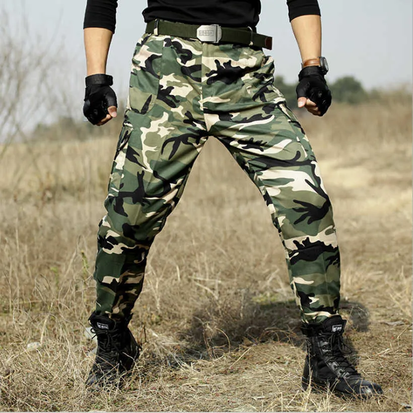 Pantaloni cargo tattici da uomo Pantaloni da combattimento mimetici in pitone nero militare Esercito Pantaloni da caccia da lavoro Pantaloni da jogging Uomo Pantalon Homme 210930