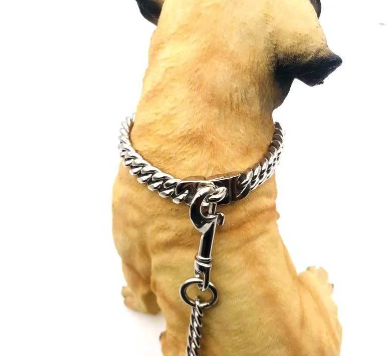 Маленький средний большой ошейник для собак из нержавеющей стали 14 мм, ожерелье с ошейником для собак, P-цепочка, золотая цепочка для французского бульдога Pitbull 2107297945862