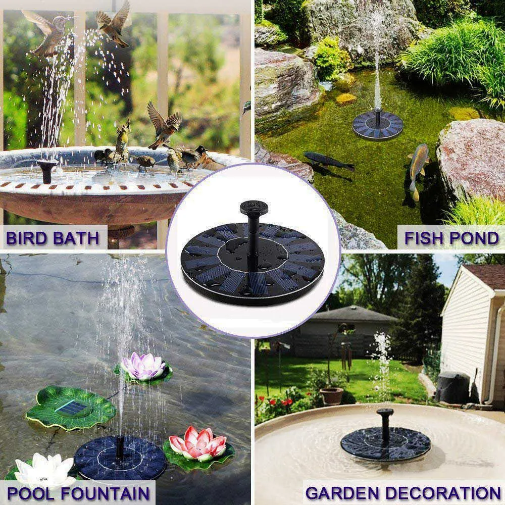 Mini Güneş Çeşmesi Havuzu Gölet Bahçe Dekorasyon Kuş Banyosu Yüzer Su Pompası Panel Için Yaz Evi Açık 59 210713
