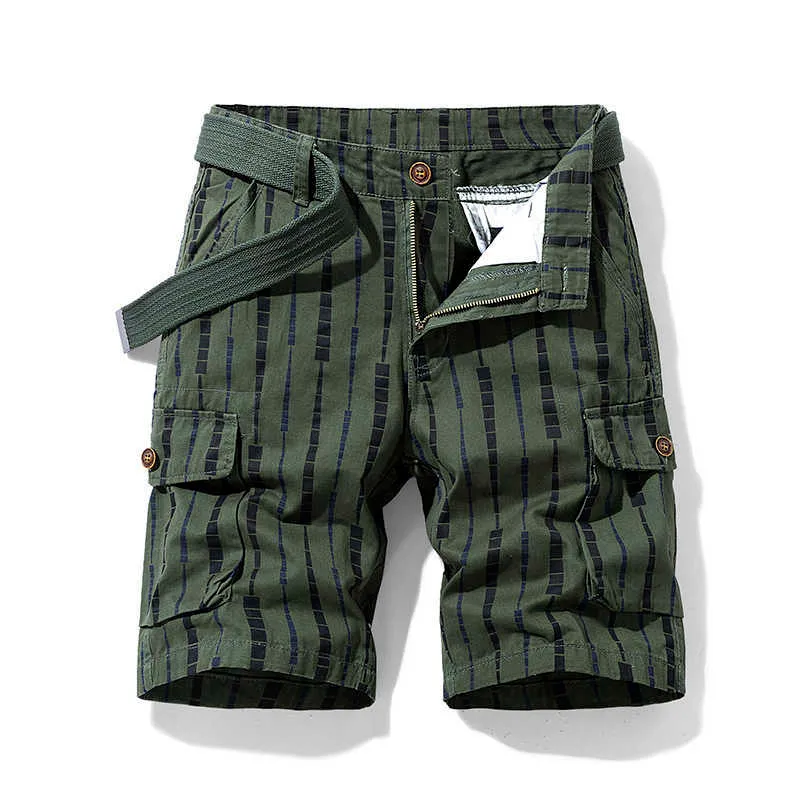 2021 sommer Neue Gestreifte Camouflage Taktische Shorts Herren Atmungsaktive Militär Uniform Shorts männer Reine Baumwolle Beiläufige Lose Shorts X0705