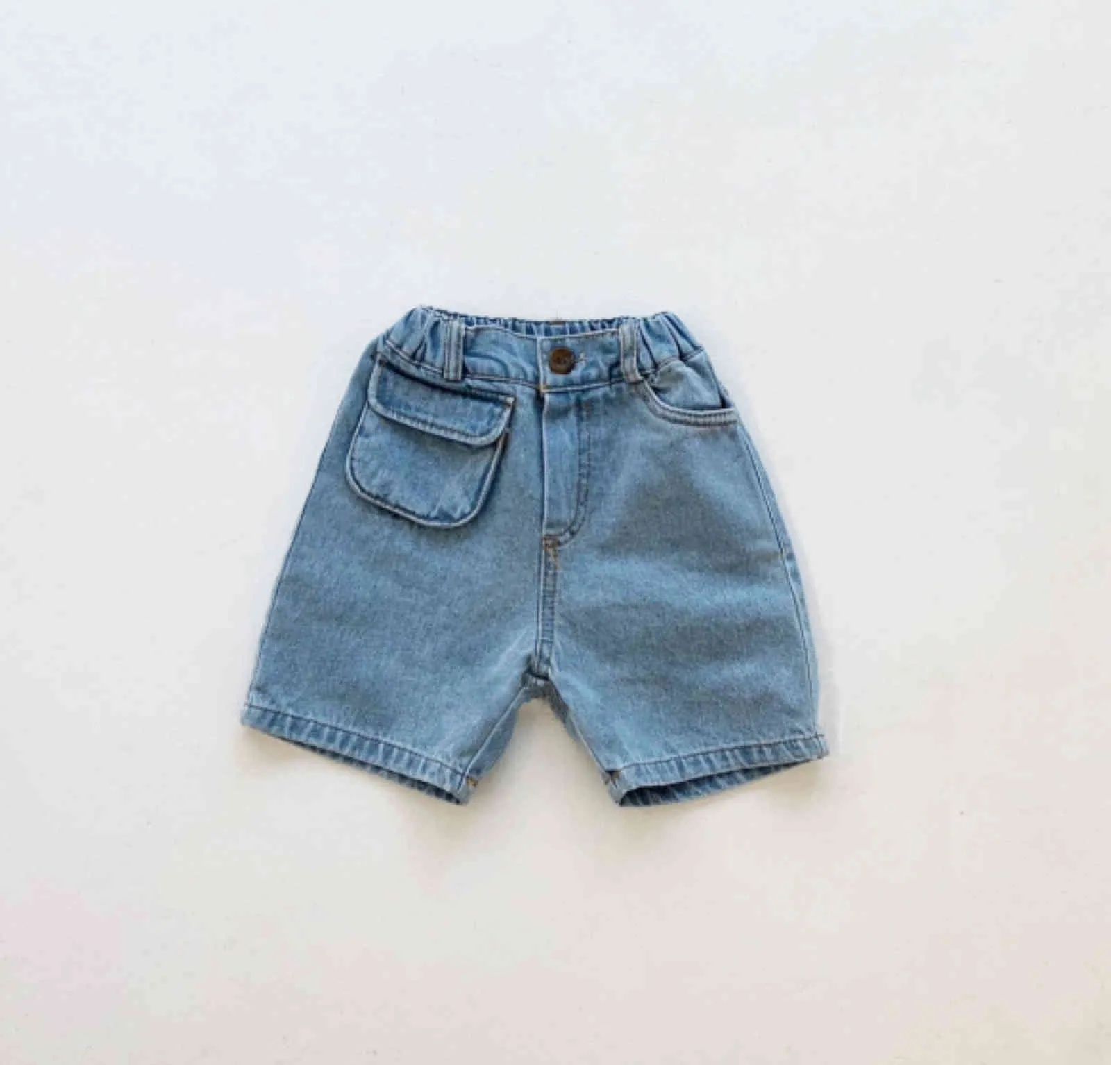 Children's Denim Shorts Fashion Boys and Girls Wide-leg Summer Elastic Loose Casual 210515