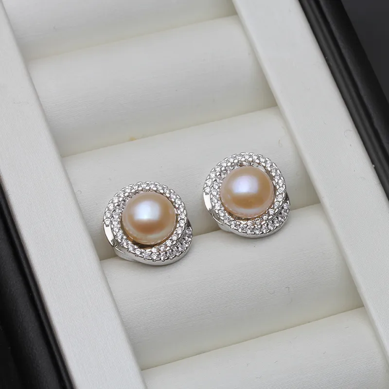Pendientes de perlas de perlas naturales lujosas para mujeres, 925 salidas de plata de joyería de plata, regalo de pendientes de perlas de agua dulce real 220212